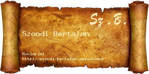 Szondi Bertalan névjegykártya
